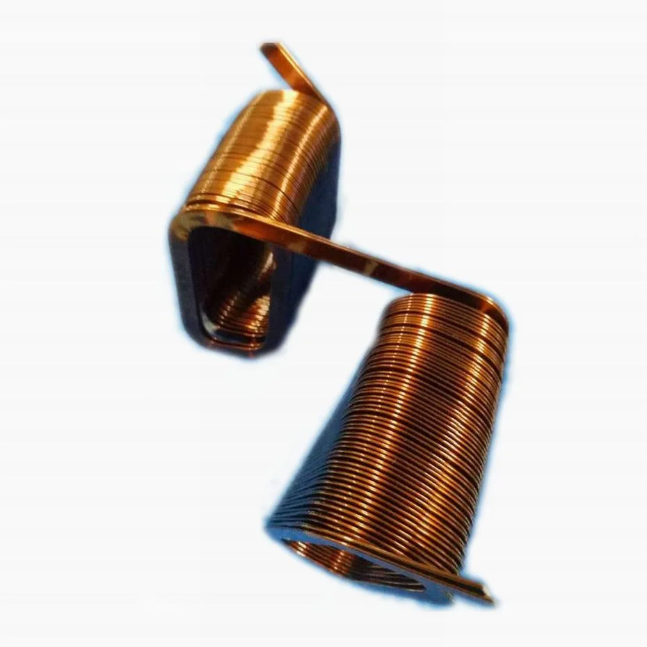 Professional Coated Copper Wire Flat Copper Coil Customized Winding Turns One Head/Double Head Flat Copper Coil for Automotive Inductor Sensor